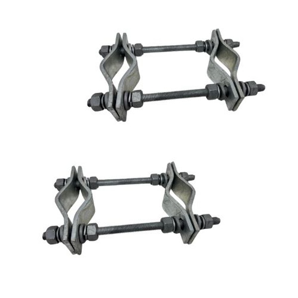 Light duty pipe-to-pipe clamp set for 1.5 to 3.5 inch OD pipes – includes 8 steel clamps and hot-dip galvanized hardware